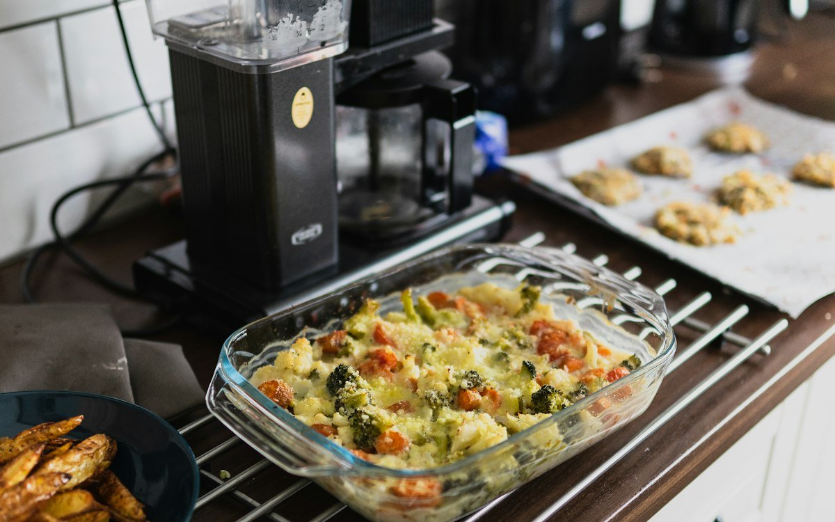 Pizza on stainless steel tray